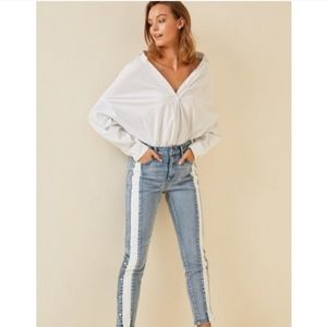 HUDSON white striped denim